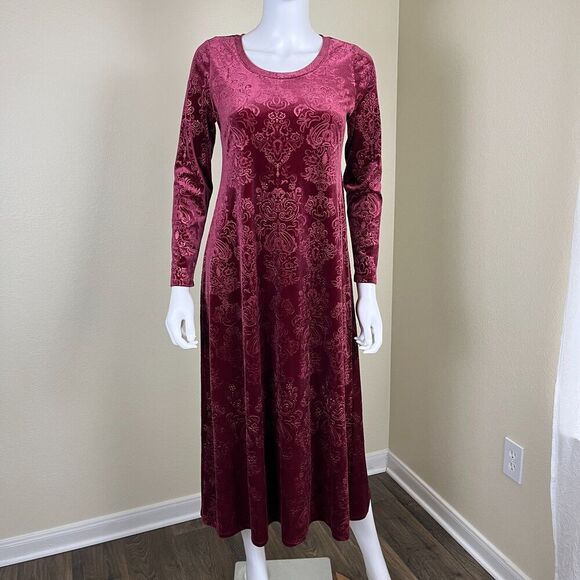 Soft Surroundings Womens Size XS Petite Santiago Embossed Velvet Maxi Dress Boho - Picture 15 of 17